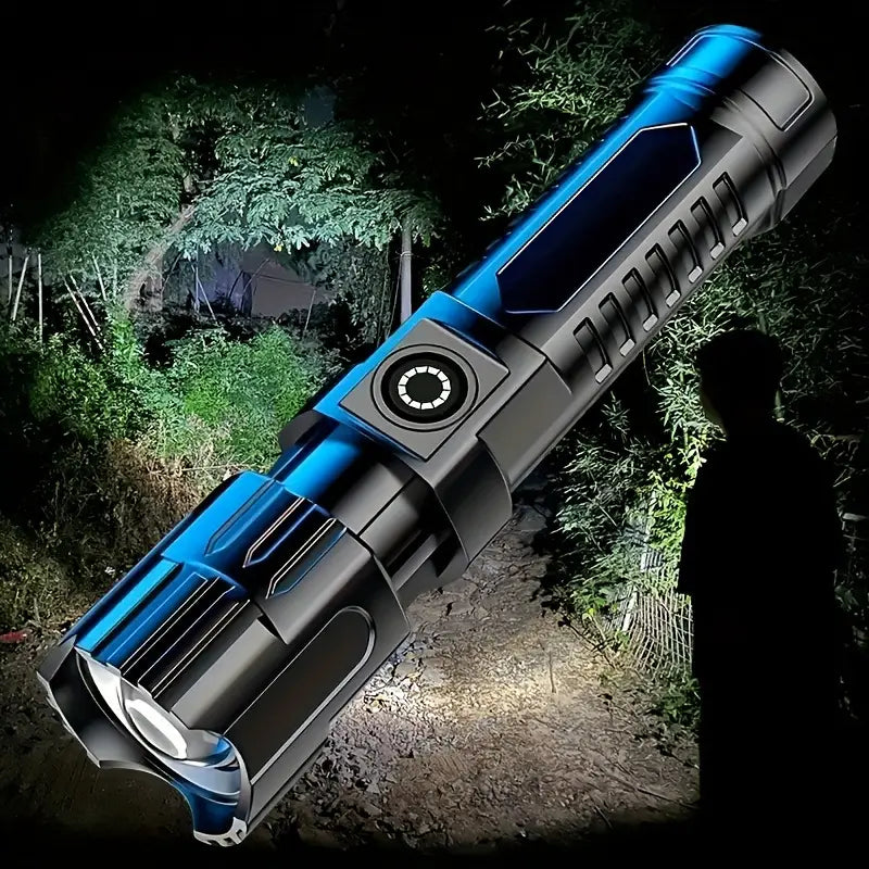 1pc USB Rechargeable Flashlight, Super Bright LED Handheld Outdoor Emergency Light with Telescopic Zoom