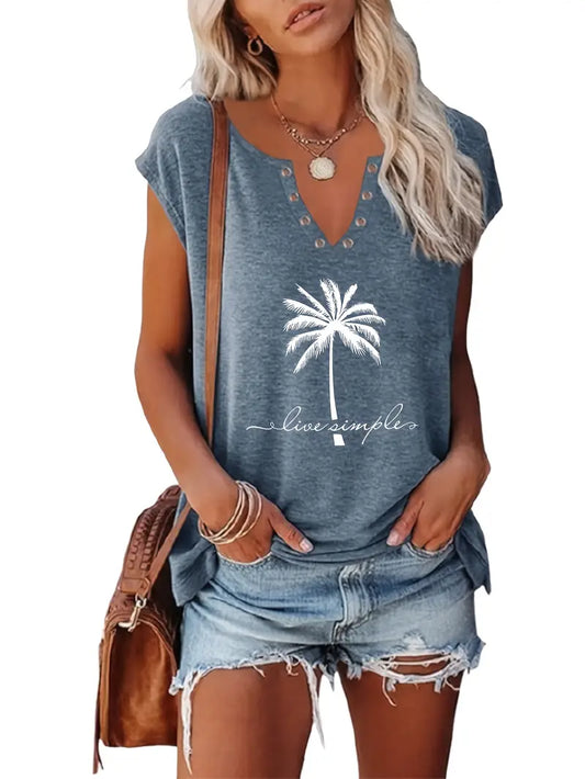 European And American Fashion Printed Button V-Neck Vest Two-Piece Set
