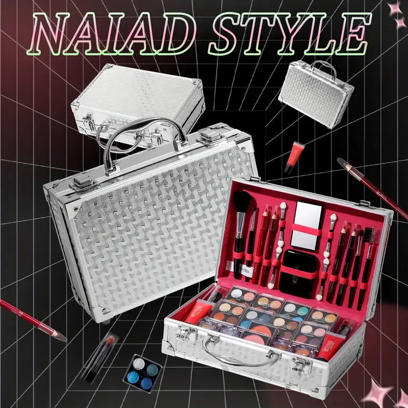 23pcs Makeup Set with Eyeshadow Palette, Blush, Lip Gloss, and Contour Kit, Includes Mirror and Makeup Brushes - Beginner-Friendly, Mixed Color Tones in Black, Blue, Green, and Orange, Perfect for Women