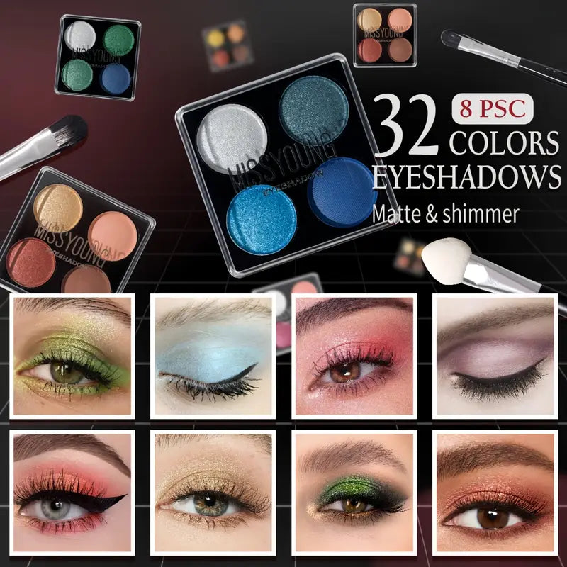 23pcs Makeup Set with Eyeshadow Palette, Blush, Lip Gloss, and Contour Kit, Includes Mirror and Makeup Brushes - Beginner-Friendly, Mixed Color Tones in Black, Blue, Green, and Orange, Perfect for Women