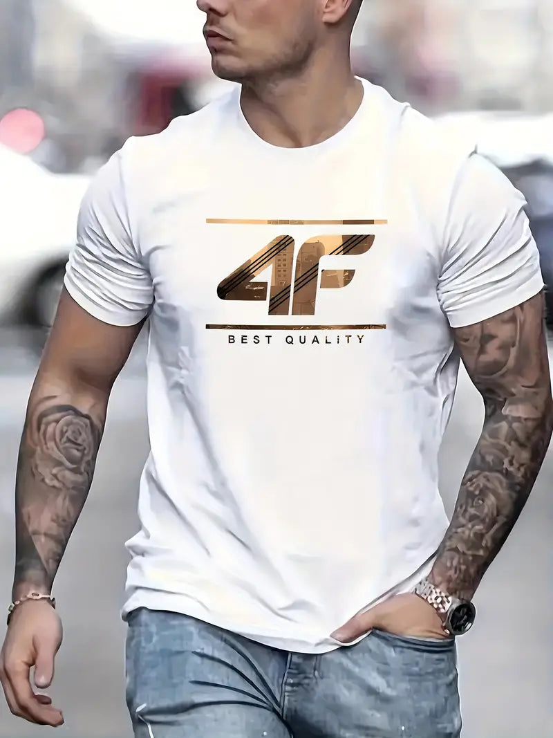 3pcs Men's 4F Logo T-Shirts - Moisture-Wicking Breathable Short Sleeve Tees with 4F Logo Print