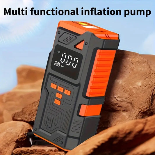 5-in-1 Multifunctional Inflator Starter, 150PSI Digital Tire Pump, Air Compressor, Car Battery Charger & LED Flashlight