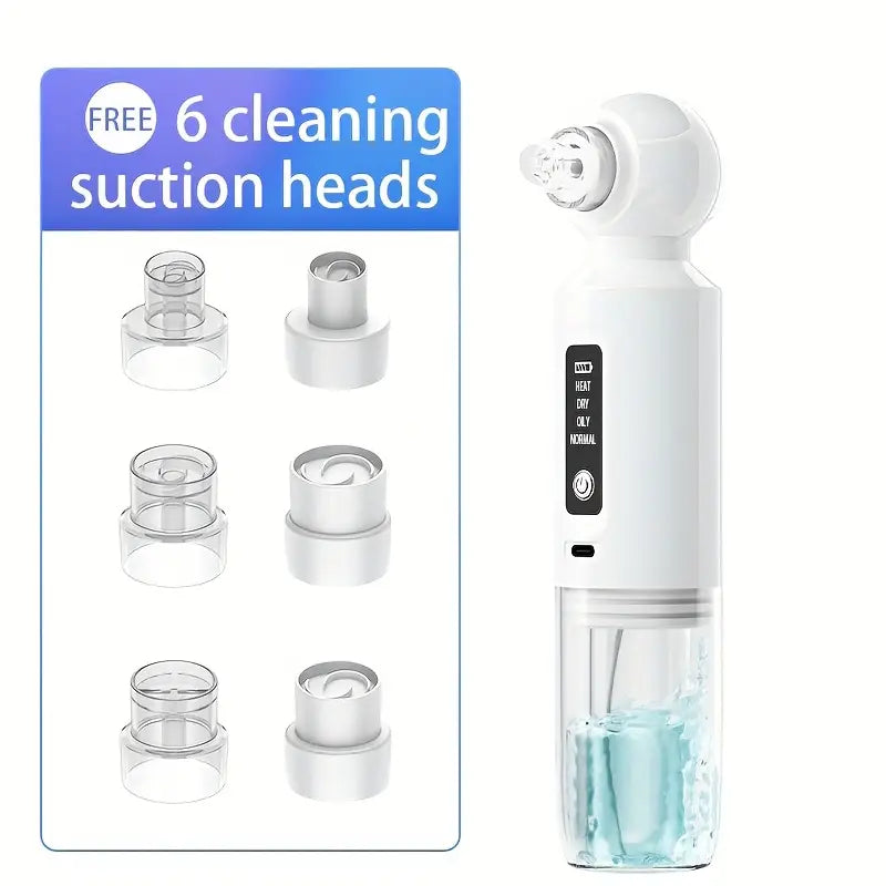 6-head blackhead cleaner, vacuum electric blackhead pore cleaner, USB charging mini bubble beauty device,To activate heating mode, press and hold the power button for 3 seconds.Automatically maintains a constant temperature of 46°C