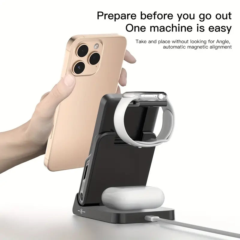 BezosMax Foldable 5-in-1 Magnetic Wireless Power Bank with 10000mAh Detachable Portable Charger
