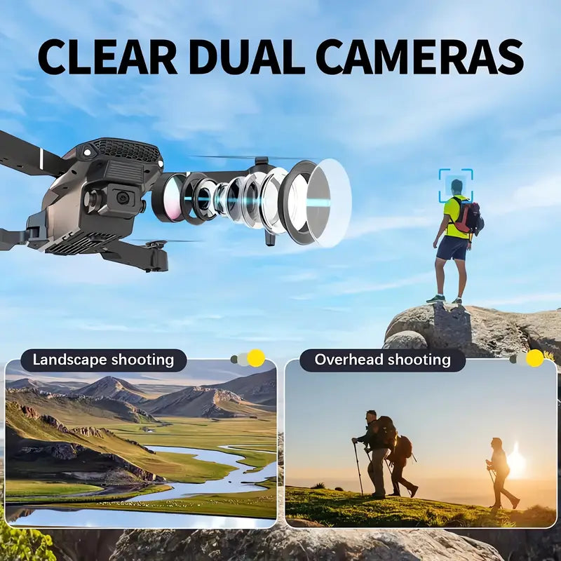 Popular E88 Drone with HD Dual Camera, Black and White, Long Battery Life, One-Key Return, WiFi Connection, Beginner-Friendly Quadcopter for Aerial Photography, Height Hold, Suitable for Beginners' Use, Professional Drone