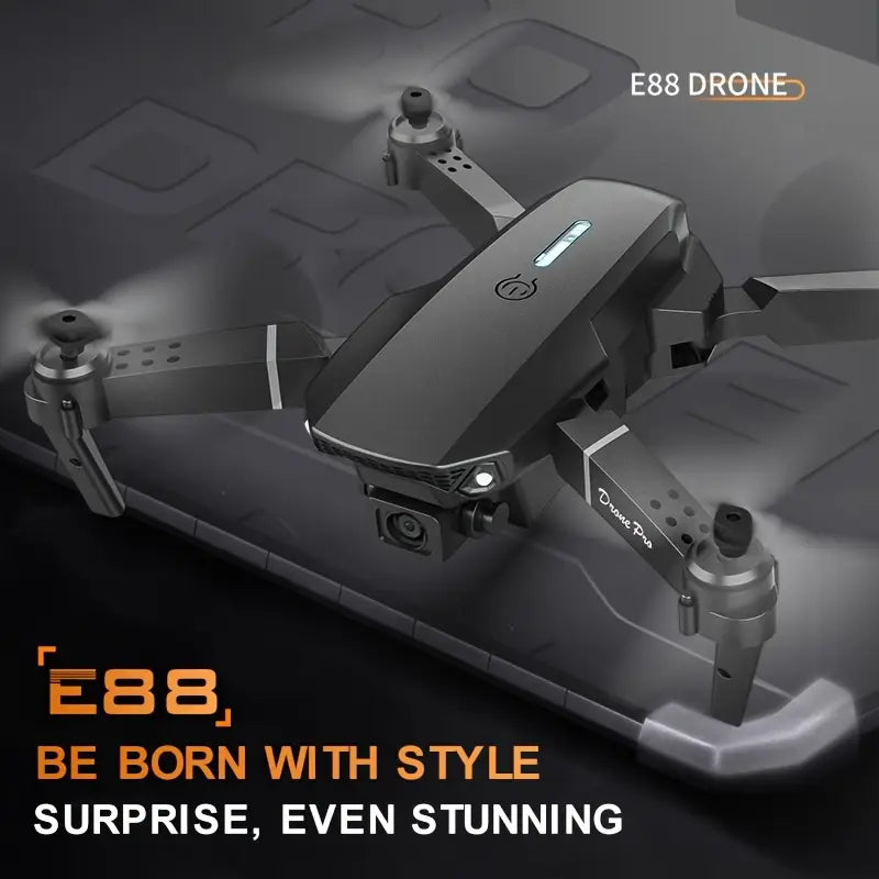 Popular E88 Drone with HD Dual Camera, Black and White, Long Battery Life, One-Key Return, WiFi Connection, Beginner-Friendly Quadcopter for Aerial Photography, Height Hold, Suitable for Beginners' Use, Professional Drone