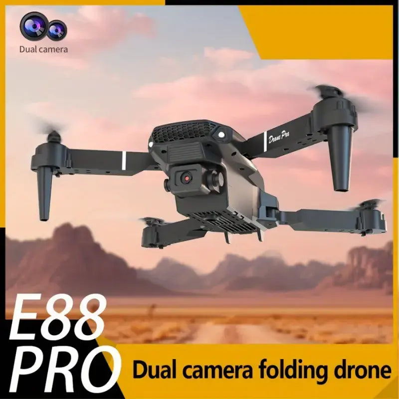 Popular E88 Drone with HD Dual Camera, Black and White, Long Battery Life, One-Key Return, WiFi Connection, Beginner-Friendly Quadcopter for Aerial Photography, Height Hold, Suitable for Beginners' Use, Professional Drone