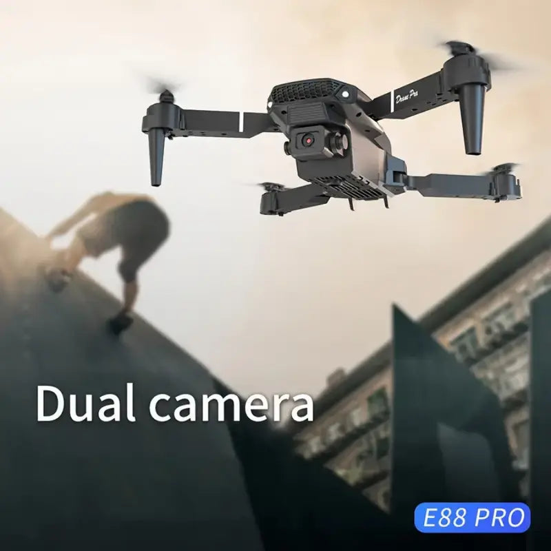 Popular E88 Drone with HD Dual Camera, Black and White, Long Battery Life, One-Key Return, WiFi Connection, Beginner-Friendly Quadcopter for Aerial Photography, Height Hold, Suitable for Beginners' Use, Professional Drone