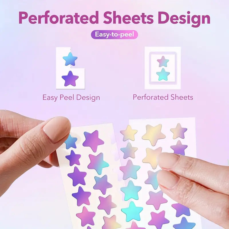 1680 Count HITWORKER Pimple Patches - Hydrocolloid Cover, High Quality & Star-Shaped Multi-Color (6+ Colors) for All Light Beige Types, Invisible Under Makeup, Daily Use, Creative Skincare Product, Blemish Cover, Nonirritating Material, Teens And Adults