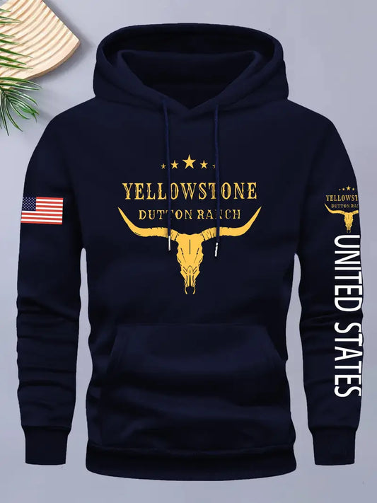 KOURRTER Men'S Casual Hoodie with Yellowstone Dutton Ranch Graphic