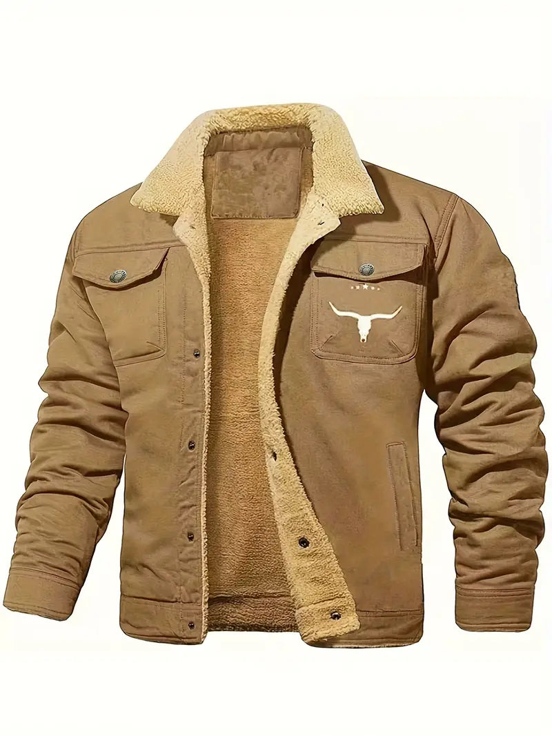 Men'S Stylish Winter Jacket with Bull Head Logo