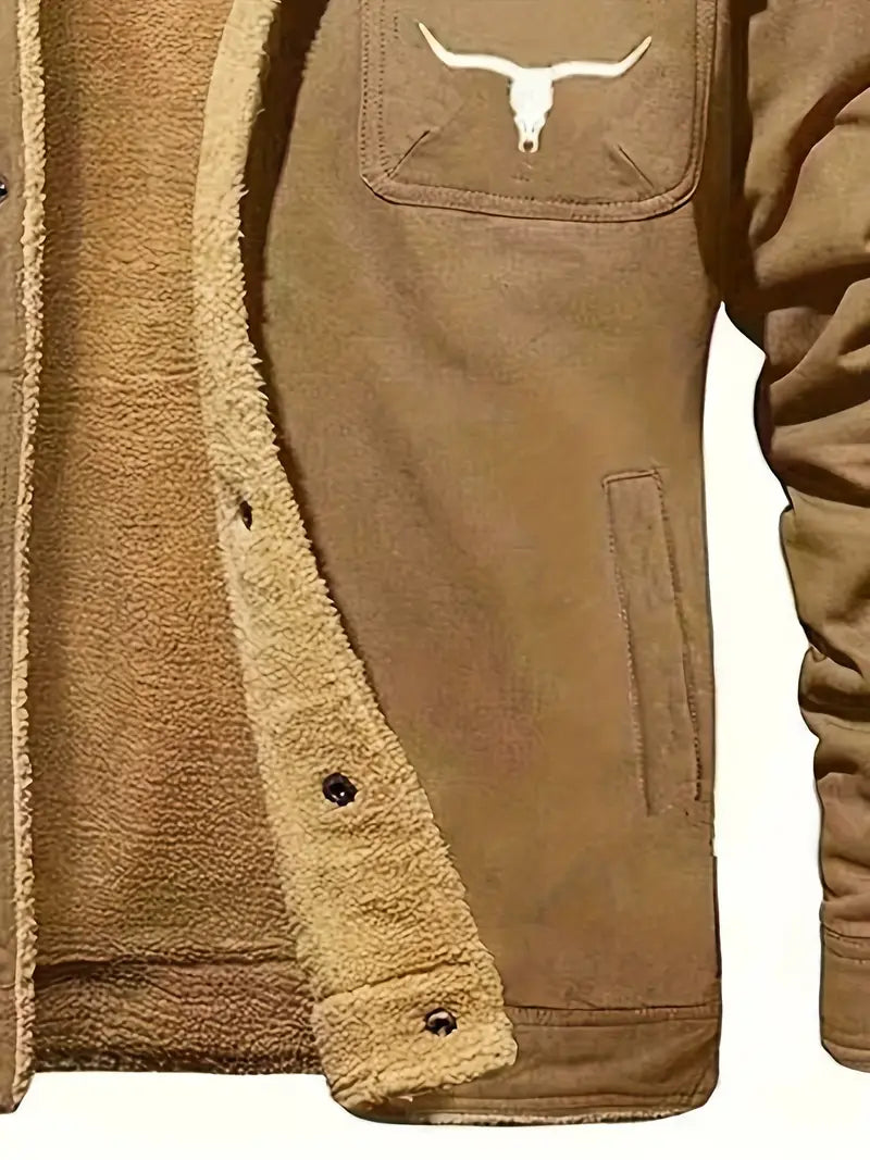 Men'S Stylish Winter Jacket with Bull Head Logo