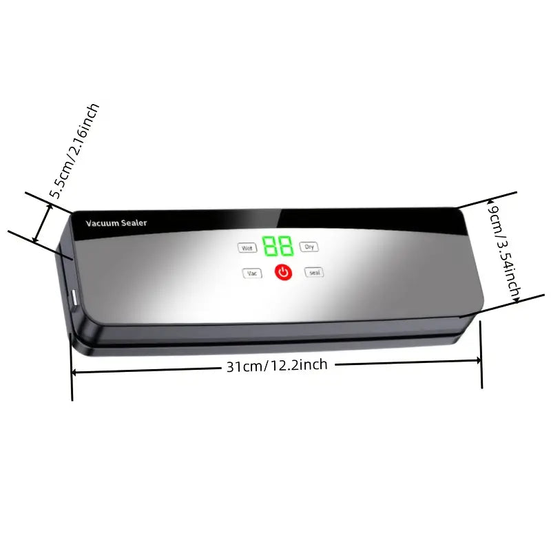 Multifunctional Automatic Food Sealer, Portable Wireless Vacuum Sealer with Manual Start/Stop, Digital Display, Snack Bag Sealing, Long-Term Food Preservation, Compact and Easy-to-Use Design, Suitable for Kitchen and Outdoor Picnics, USB Rechargeable