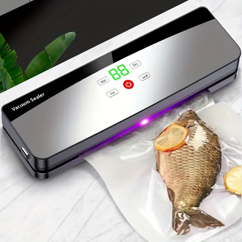 Multifunctional Automatic Food Sealer, Portable Wireless Vacuum Sealer with Manual Start/Stop, Digital Display, Snack Bag Sealing, Long-Term Food Preservation, Compact and Easy-to-Use Design, Suitable for Kitchen and Outdoor Picnics, USB Rechargeable