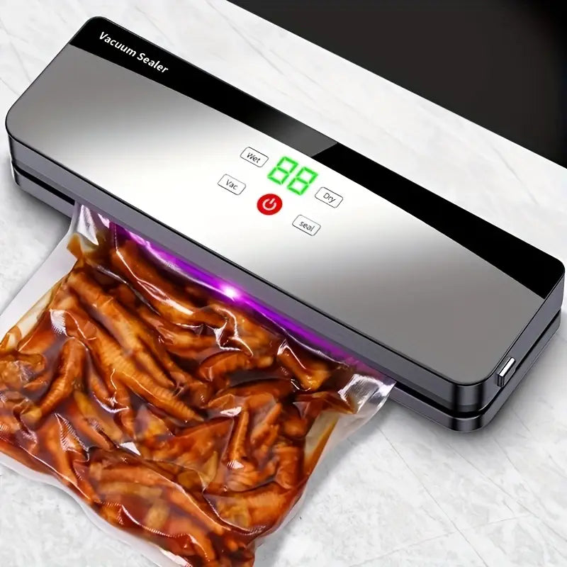 Multifunctional Automatic Food Sealer, Portable Wireless Vacuum Sealer with Manual Start/Stop, Digital Display, Snack Bag Sealing, Long-Term Food Preservation, Compact and Easy-to-Use Design, Suitable for Kitchen and Outdoor Picnics, USB Rechargeable