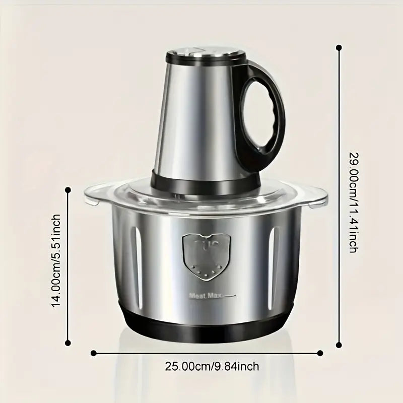 Multifunctional Electric Chopper Food Processor Stainless Steel Five-Speed, Six Pure Steel Blades, Quick Meat Grinder, Home Use Meat Mincer, Chop and Crush, Suitable for Kitchen, Vegetables, Onions, Garlic, Salad, Baby Food