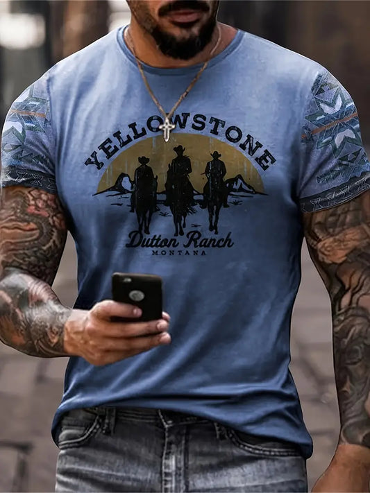 New Vintage Style Yellowstone National Park Print T-Shirts 3D Summer Men'S Oversized Short Sleeve Tee Shirt Street Tops