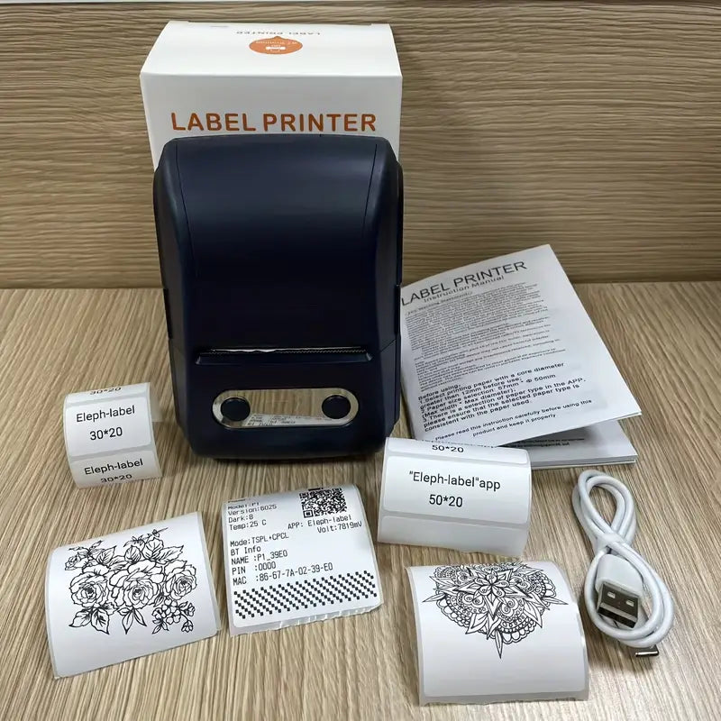Portable Wireless Thermal Label Printer - Mini Barcode and Sticker Maker, Suitable for Office, DIY Stickers, Home Stickers, Compatible with Smartphones, USB Charging, Wireless Label Printer, Retail Labeling, Durable Construction, Small Businesses