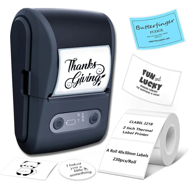 Portable Wireless Thermal Label Printer - Mini Barcode and Sticker Maker, Suitable for Office, DIY Stickers, Home Stickers, Compatible with Smartphones, USB Charging, Wireless Label Printer, Retail Labeling, Durable Construction, Small Businesses