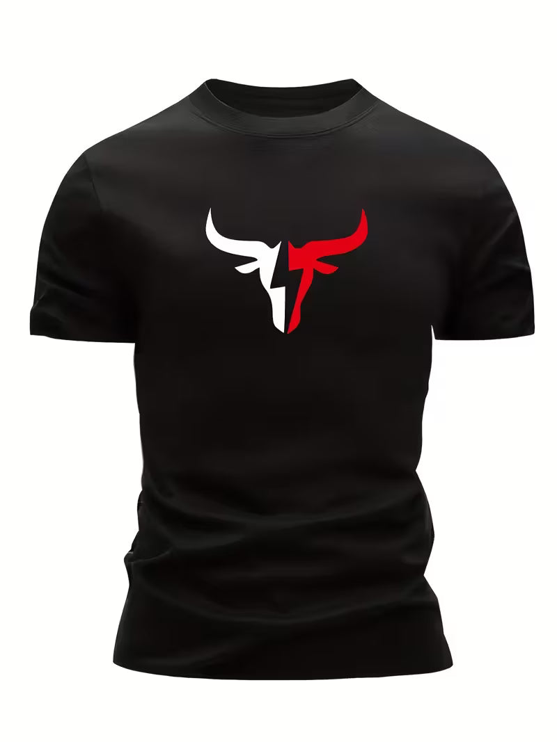 3Pcs Bull Head Print  Short Sleeve T-shirt