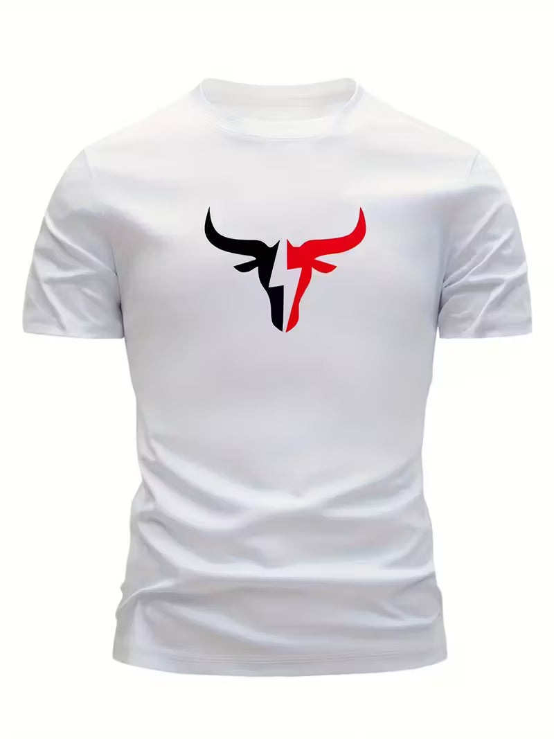3Pcs Bull Head Print  Short Sleeve T-shirt