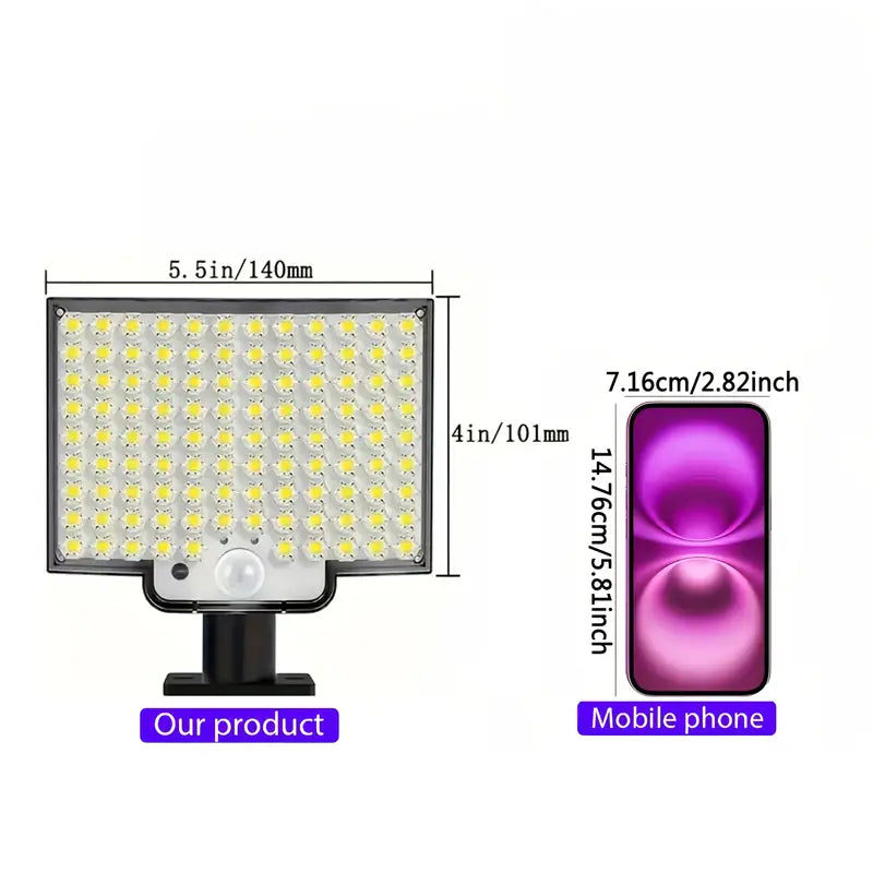 Solar wall sconce, 106 LED solar outdoor light with motion sensor, adjustable angle, yard garden solar wall sconce with 279.4cm cable