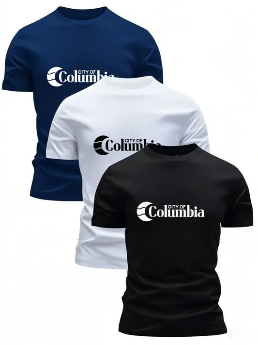 3pcs Men'S Casual Crew Neck T-Shirts