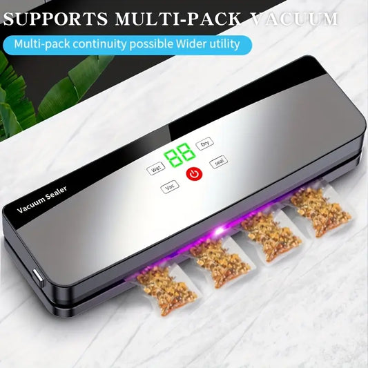 Multifunctional Automatic Food Sealer, Portable Wireless Vacuum Sealer with Manual Start/Stop, Digital Display, Snack Bag Sealing, Long-Term Food Preservation, Compact and Easy-to-Use Design, Suitable for Kitchen and Outdoor Picnics, USB Rechargeable