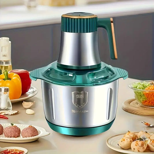 Multifunctional Electric Chopper Food Processor Stainless Steel Five-Speed, Six Pure Steel Blades, Quick Meat Grinder, Home Use Meat Mincer, Chop and Crush, Suitable for Kitchen, Vegetables, Onions, Garlic, Salad, Baby Food