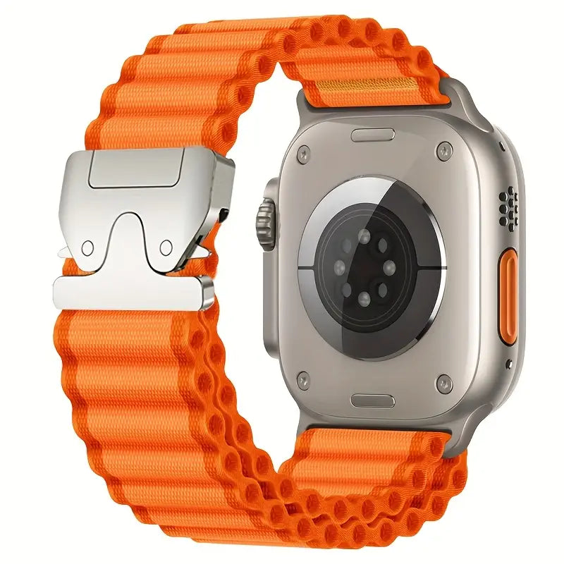 Parachute Buckle Soft Silicone Replacement Loop Wristband for Apple Watch 49mm 46mm 45mm 44mm 42mm 38mm 40mm 41mm, Street Style Nylon Strap, Tang Buckle Closure, Compatible with iWatch Ultra SE Series10 9 8 7 6 5 4 3