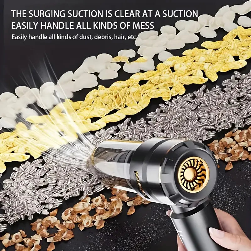 Portable Handheld Vacuum Cleaner with USB Charging, 200W Power, 14KPa Suction, 0.3L Dust Cup, 18650 Lithium Battery, One-Click Operation, for Car, Home, Office, Car Vacuum Cleaner, Office Cleaning, Durable Construction